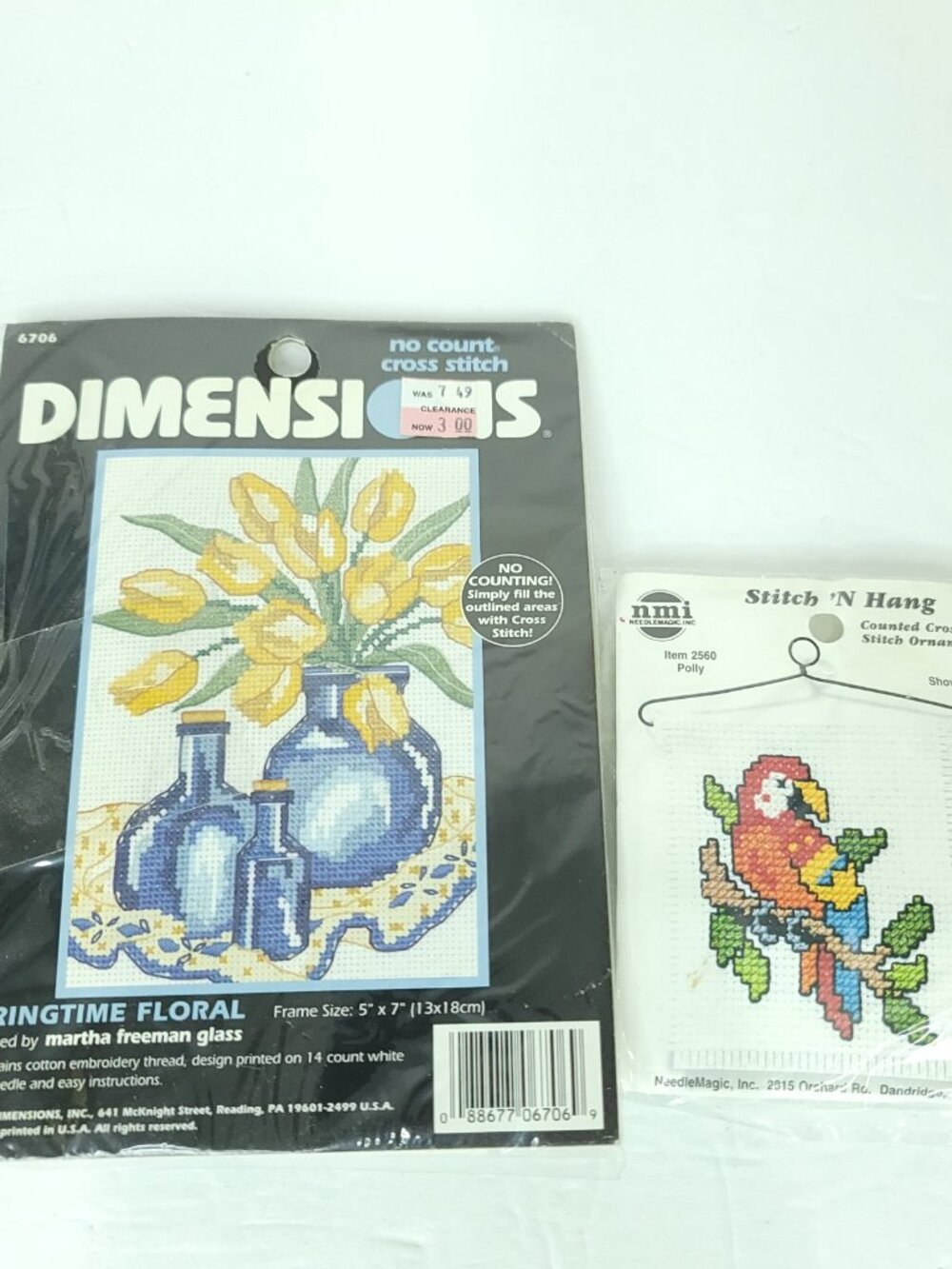 No Count Cross Stitch Dimensions SPRINGTIME FLORAL Kit #6706 Bonus Parrot NEW